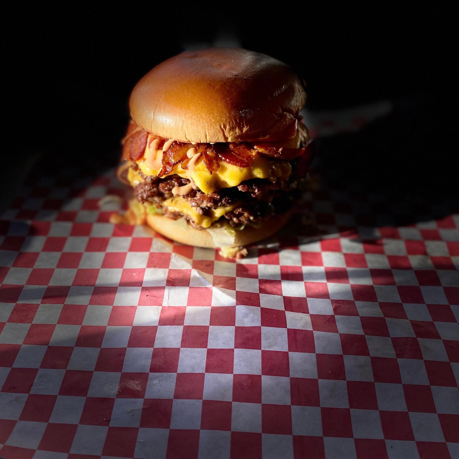 Loaded double cheeseburger